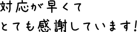 対応が早くてとても感謝しています！