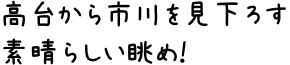 高台から市川を見下ろす素晴らしい眺め！