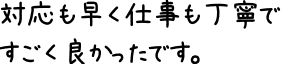 対応も早く仕事も丁寧ですごく良かったです。